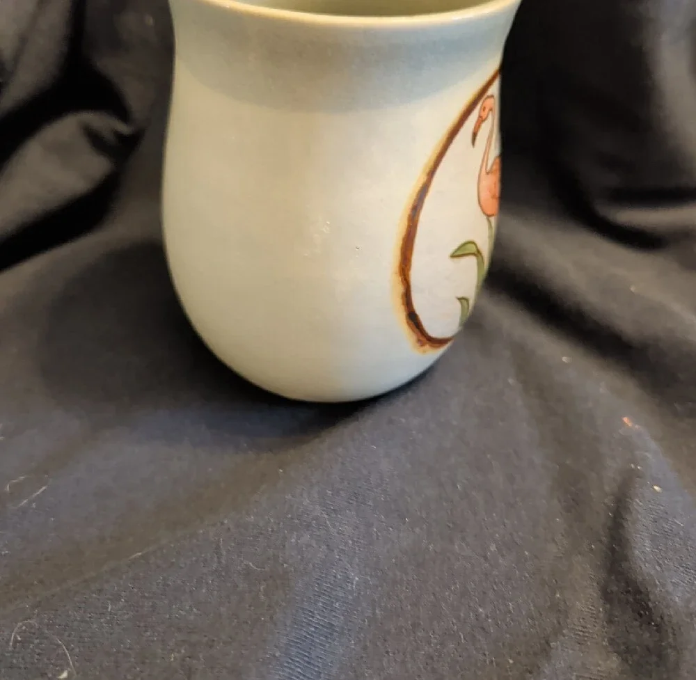Pottery Flamingo Mug with Hand-Painted Design